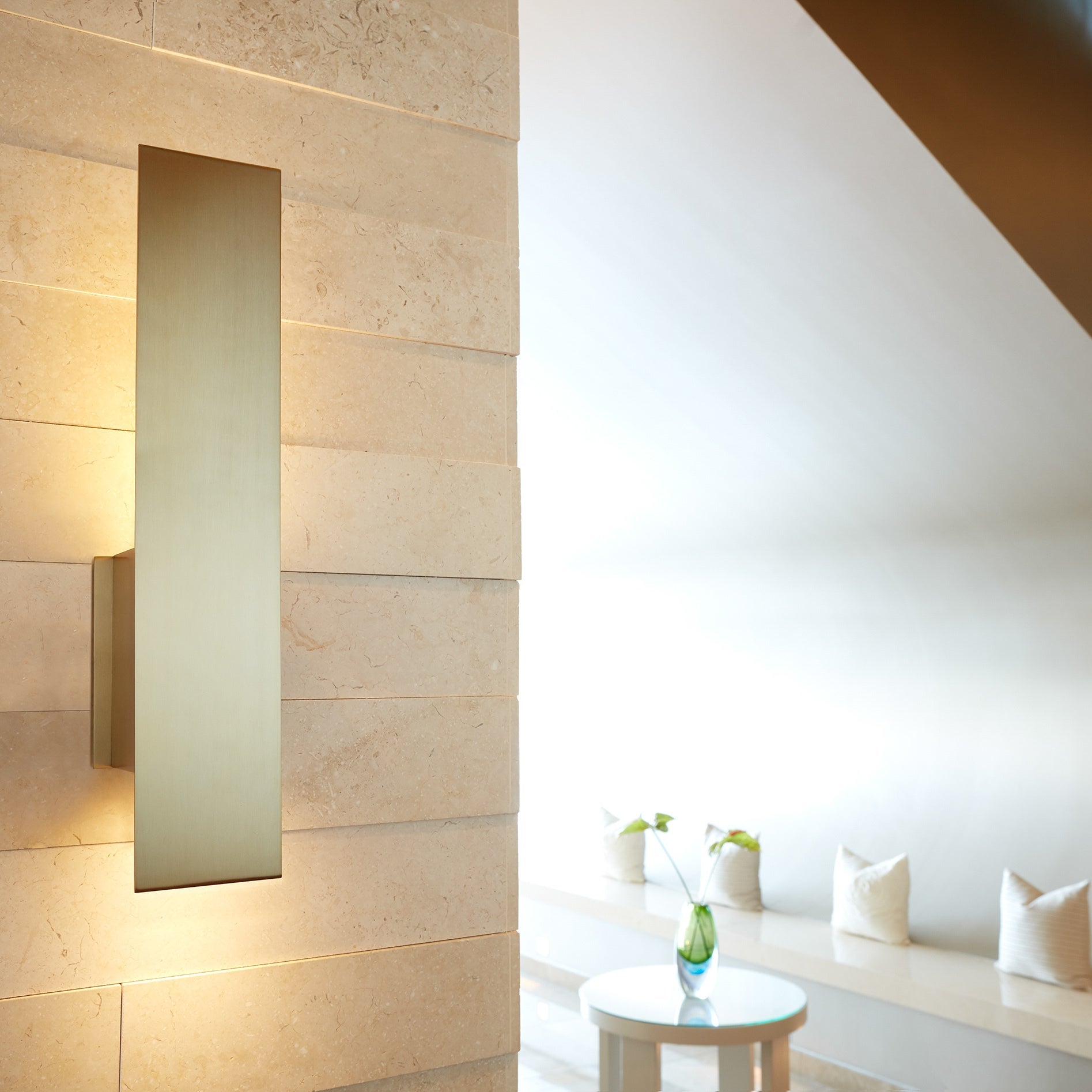 Oxygen REFLEX 3-504-40 Modern Wall Sconce Light Fixture, ADA Compliant, Damp Rated - Aged Brass