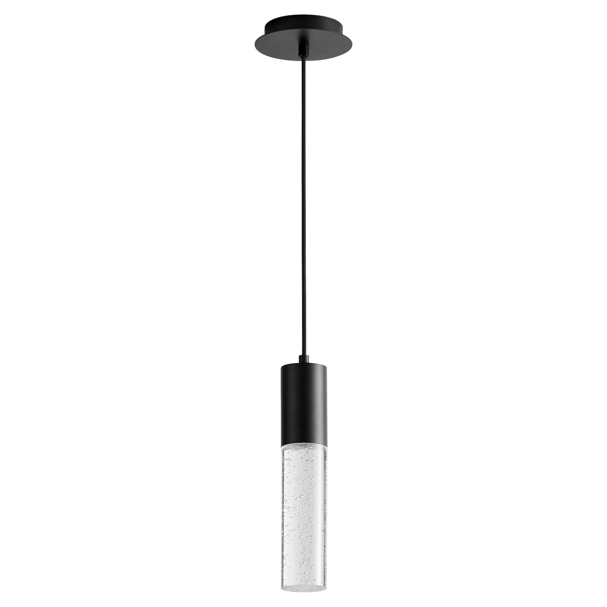 Oxygen SPIRIT 3-69-15 Cylinder LED Pendant Light Fixture 13 Inch - Black, Clear Bubble Glass