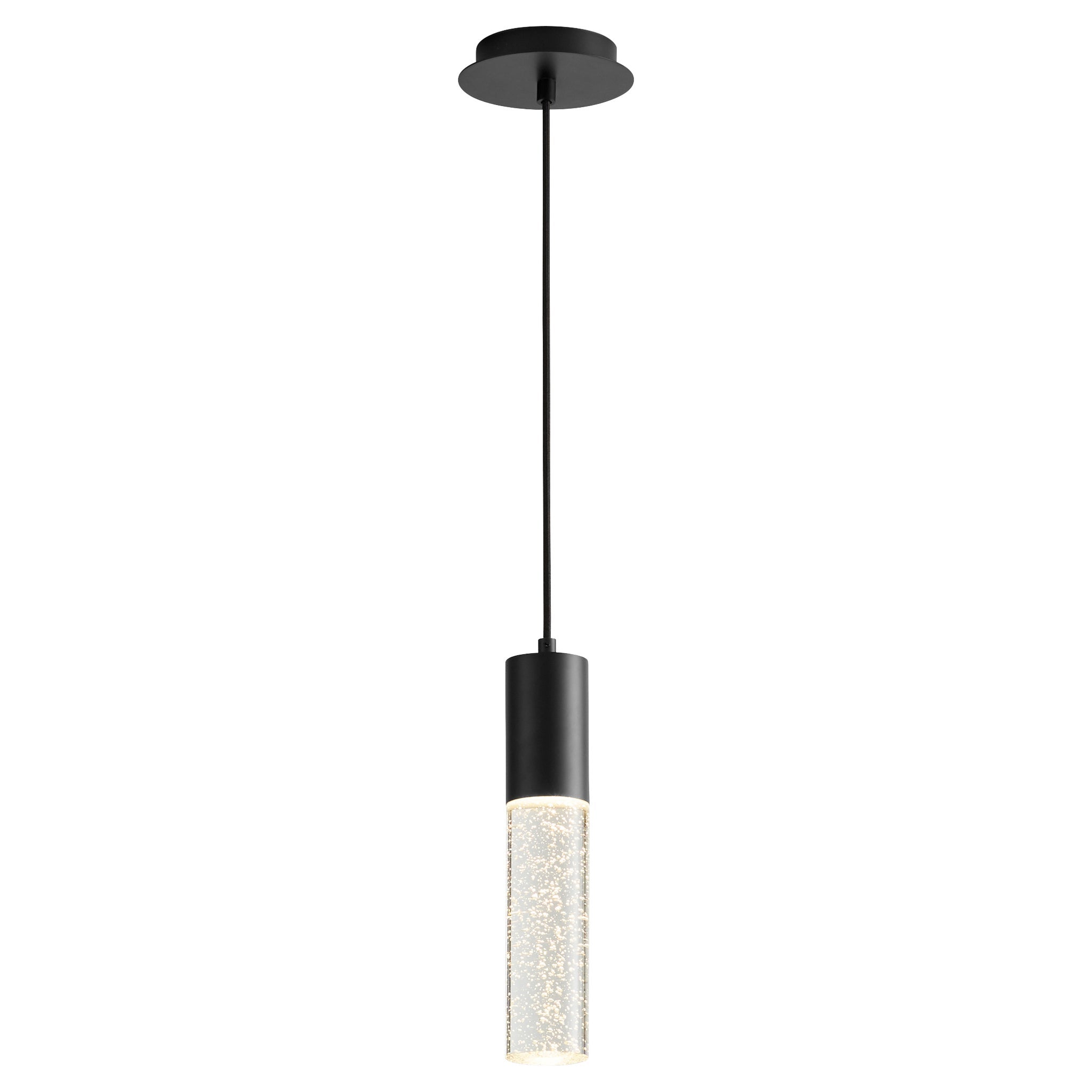 Oxygen SPIRIT 3-69-15 Cylinder LED Pendant Light Fixture 13 Inch - Black, Clear Bubble Glass