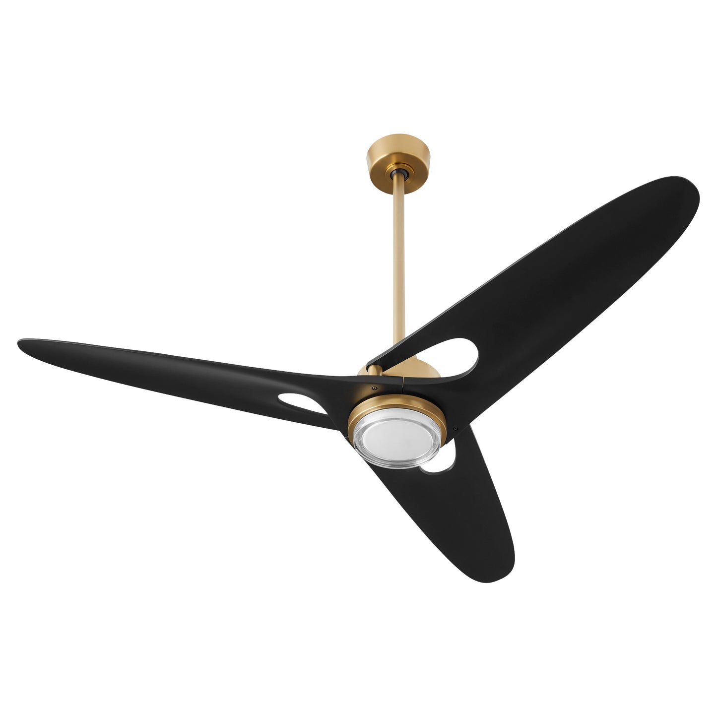 Oxygen APGOEE 3-132-40 Ceiling Fan, 3 Blades, LED Light Kit + Wall Control included – Aged Brass, Black fan blades