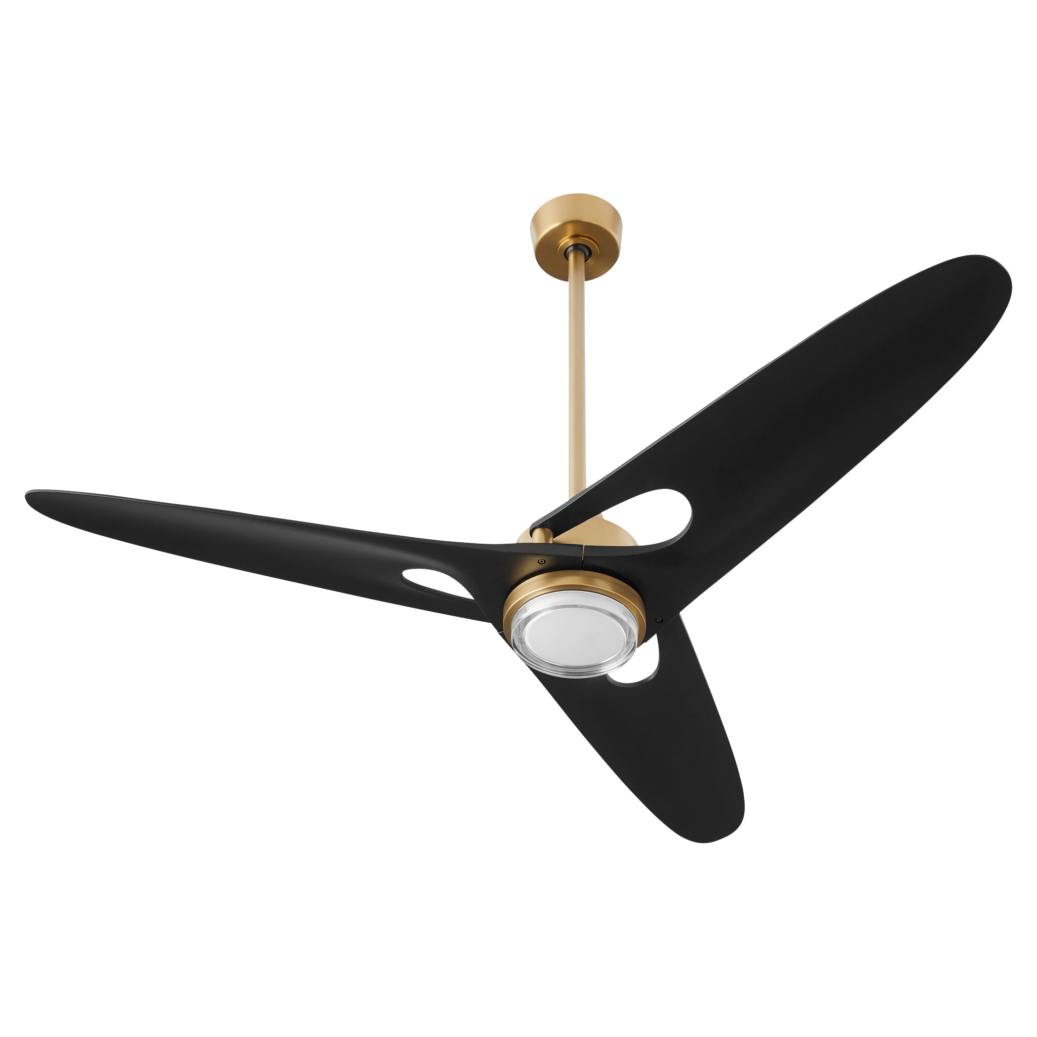 Oxygen APOGEE 3-132-40 Ceiling Fan, 3 Blades, LED Light Kit + Wall Control included – Aged Brass, Black fan blades
