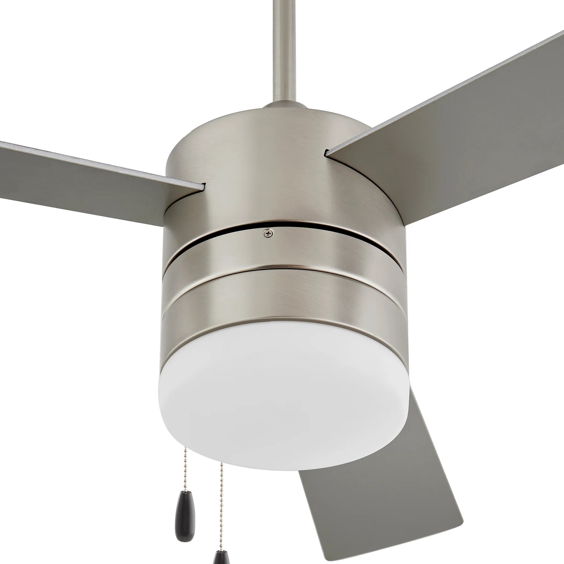 Oxygen Lighting ALLEGRO 3-119-24 Pull Chain Ceiling Fan, 52 inch, 3 Speed Reversible, LED Light Optional - Satin Nickel, Silver/Walnut blades