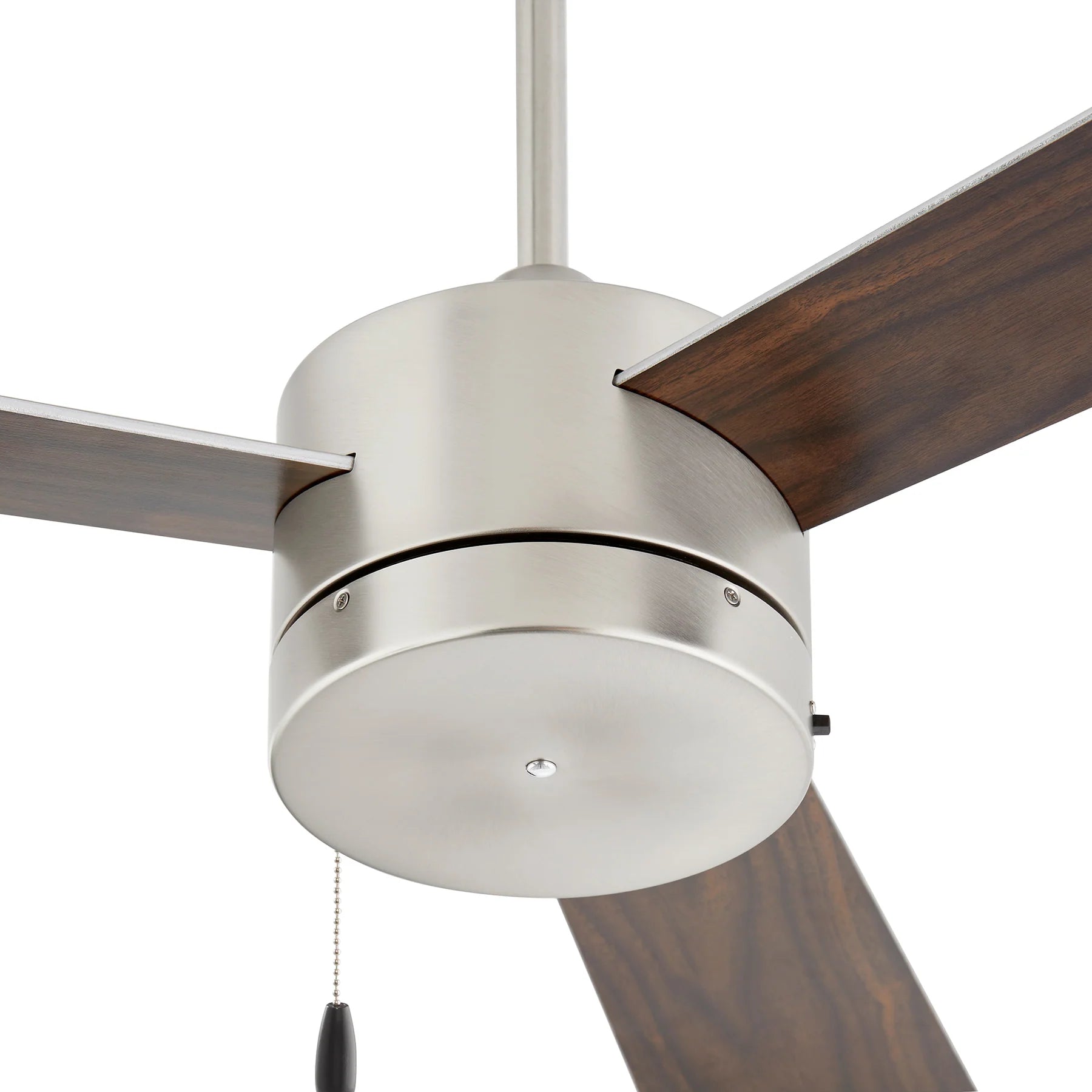 Oxygen Lighting ALLEGRO 3-119-24 Pull Chain Ceiling Fan, 52 inch, 3 Speed Reversible, LED Light Optional - Satin Nickel, Silver/Walnut blades