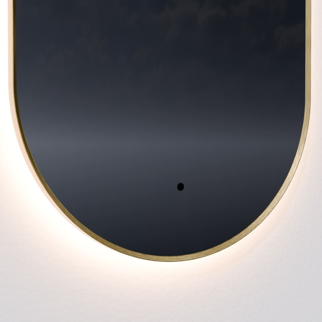 Oxygen Lighting ARGO 3-1401-55 Designer Arched Lighted Mirror 22x36 inch - Brushed Brass