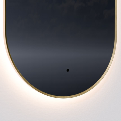 Oxygen Lighting ARGO 3-1401-55 Designer Arched Lighted Mirror 22x36 inch - Brushed Brass