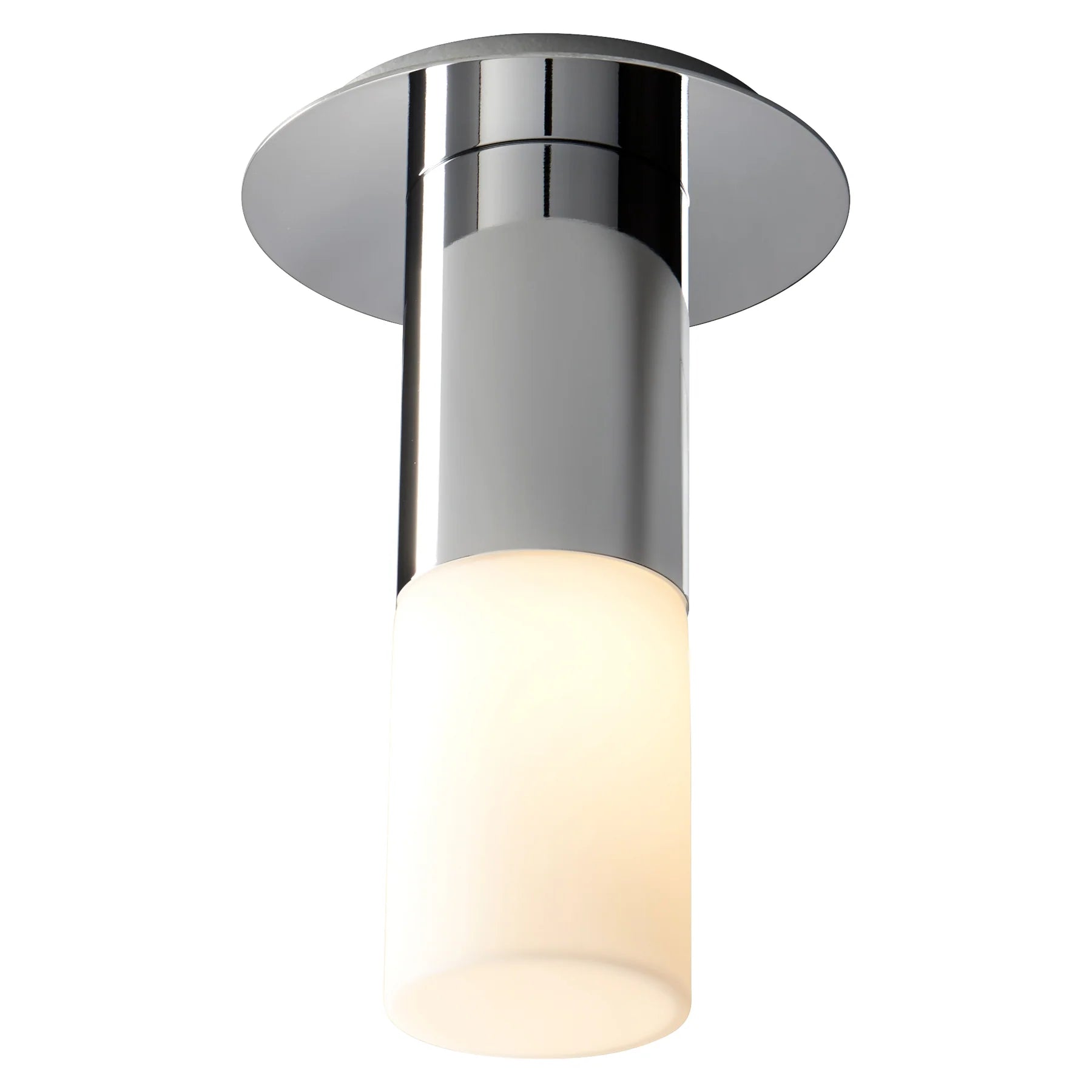 Oxygen Lighting PILAR 3-308-27120 Small Glass Ceiling Mount Cylinder Light 2700K, UL Damp Rated - Polished Nickel
