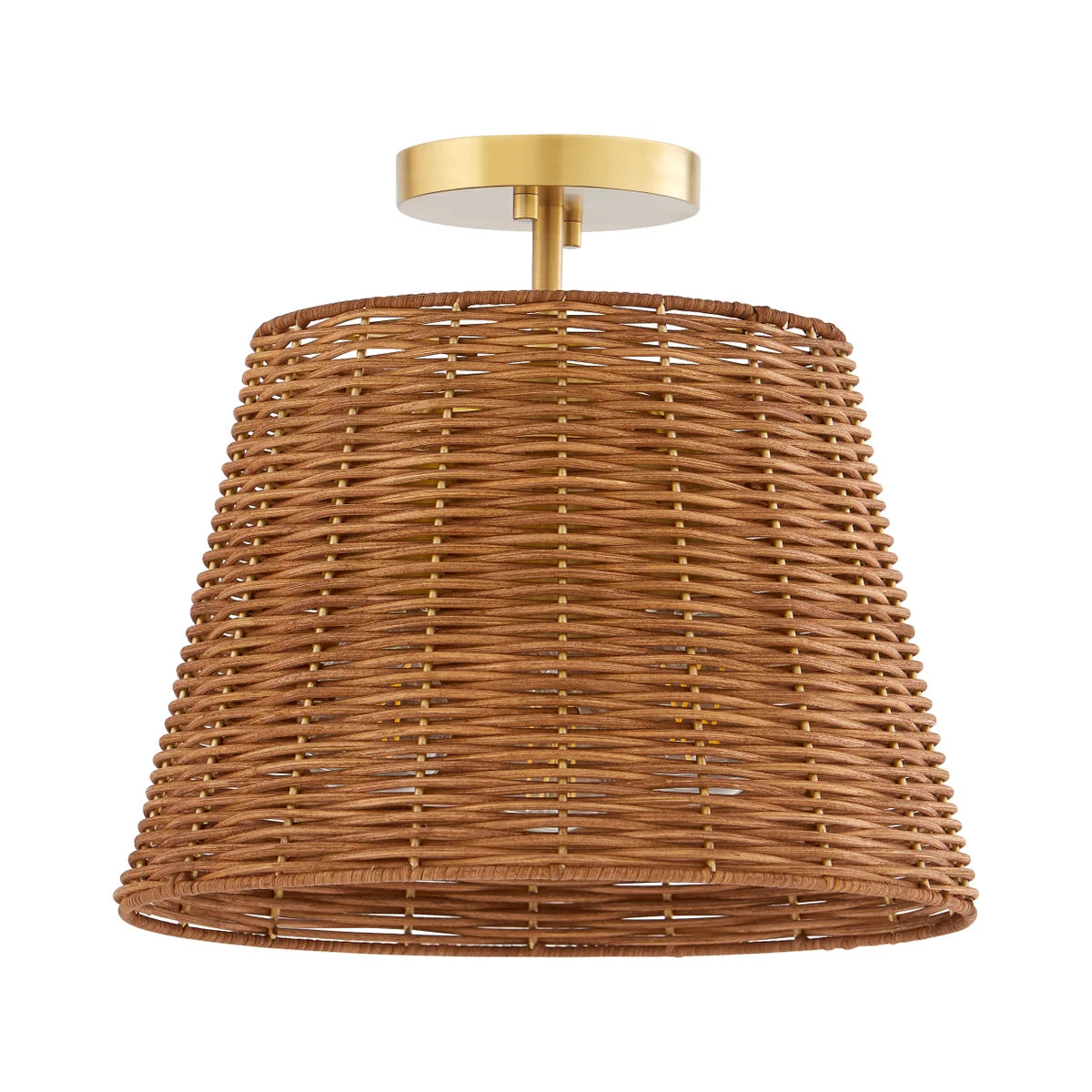 Quorum WICKER 2893-13-80 Semi Flush Pendant ceiling light fixture boho-chic design - Aged Brass, Espresso