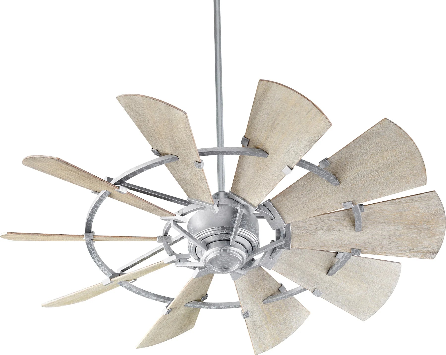 Quorum WINDMILL 95210-9 Modern Farmhouse Ceiling Fan, 52 inch, 10 Blade - Galvanized, Weathered Oak