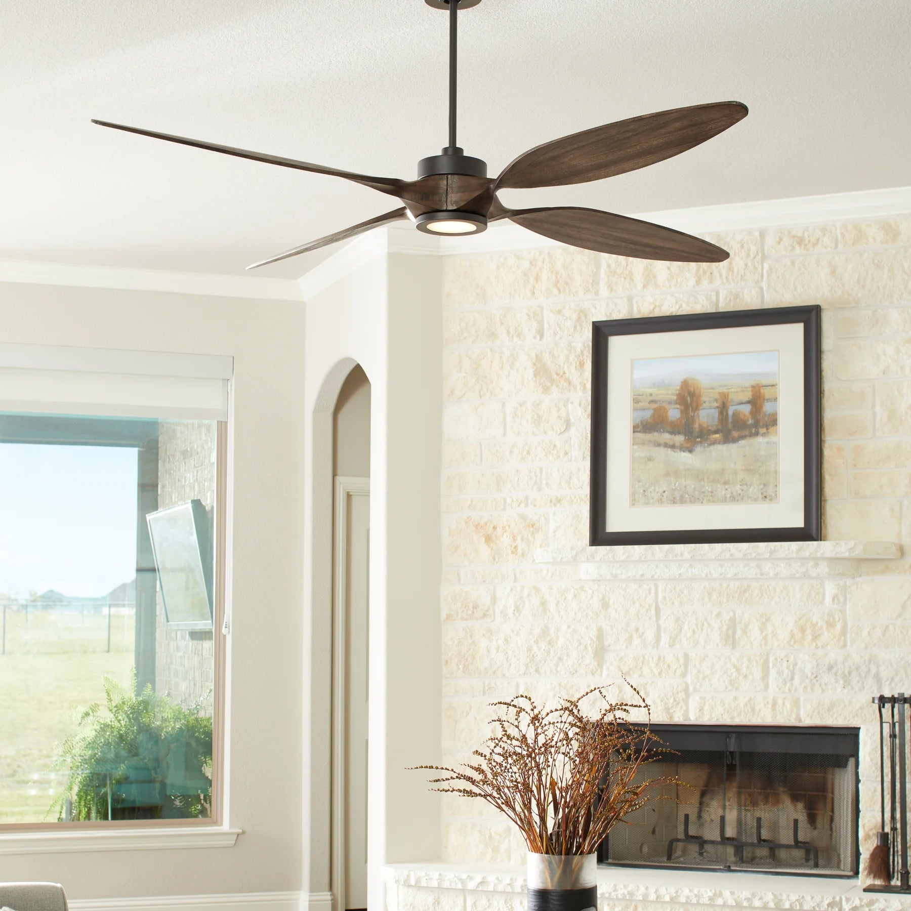 Quorum PAPILLON 28664-59 Smart by Bond Ceiling Fan, 66 inch - WiFi Fan - Matte Black, Walnut