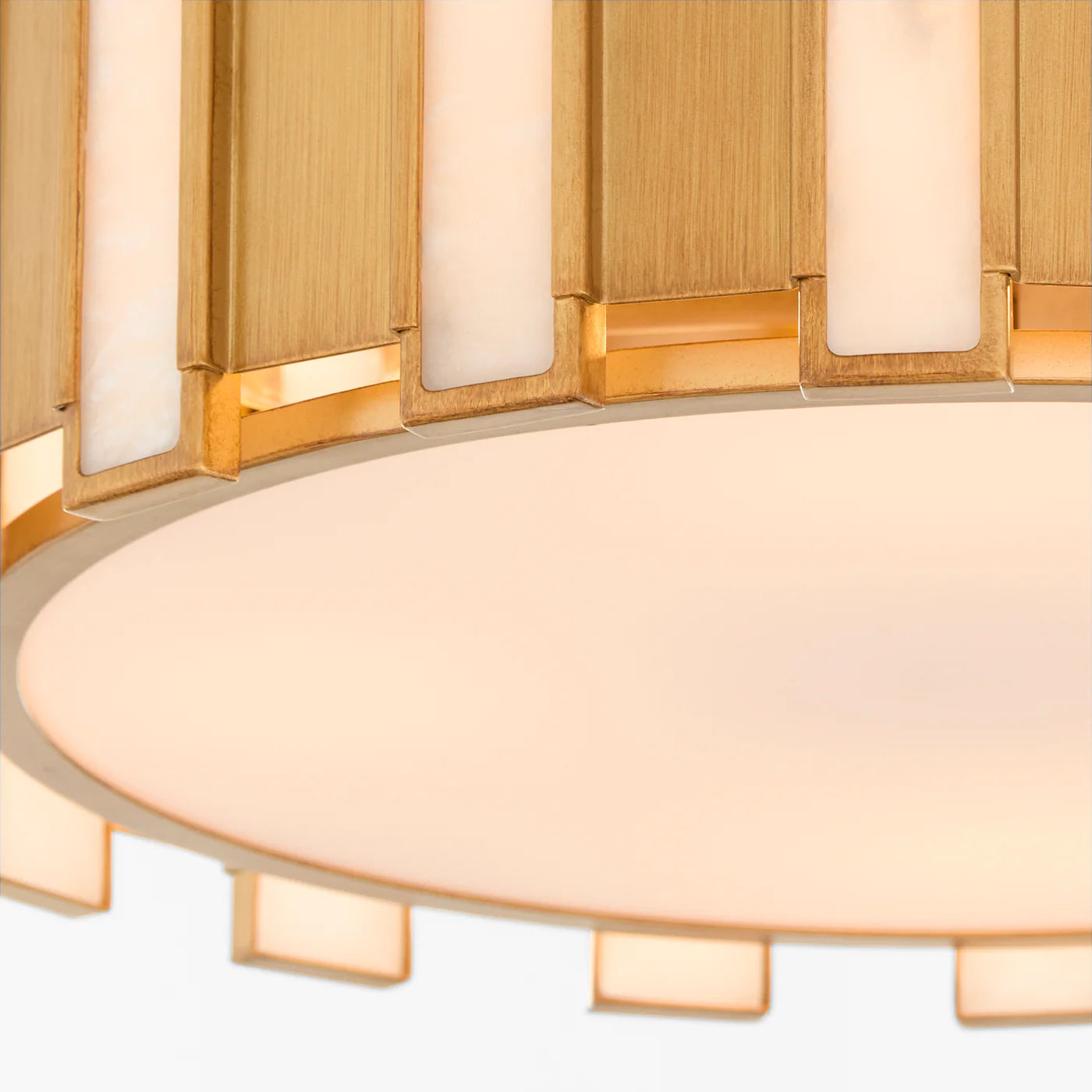 Cyan Design 11948 Volterra 4 Light Flush Mount Ceiling Light - Aged Brass, Alabaster Glass Panels