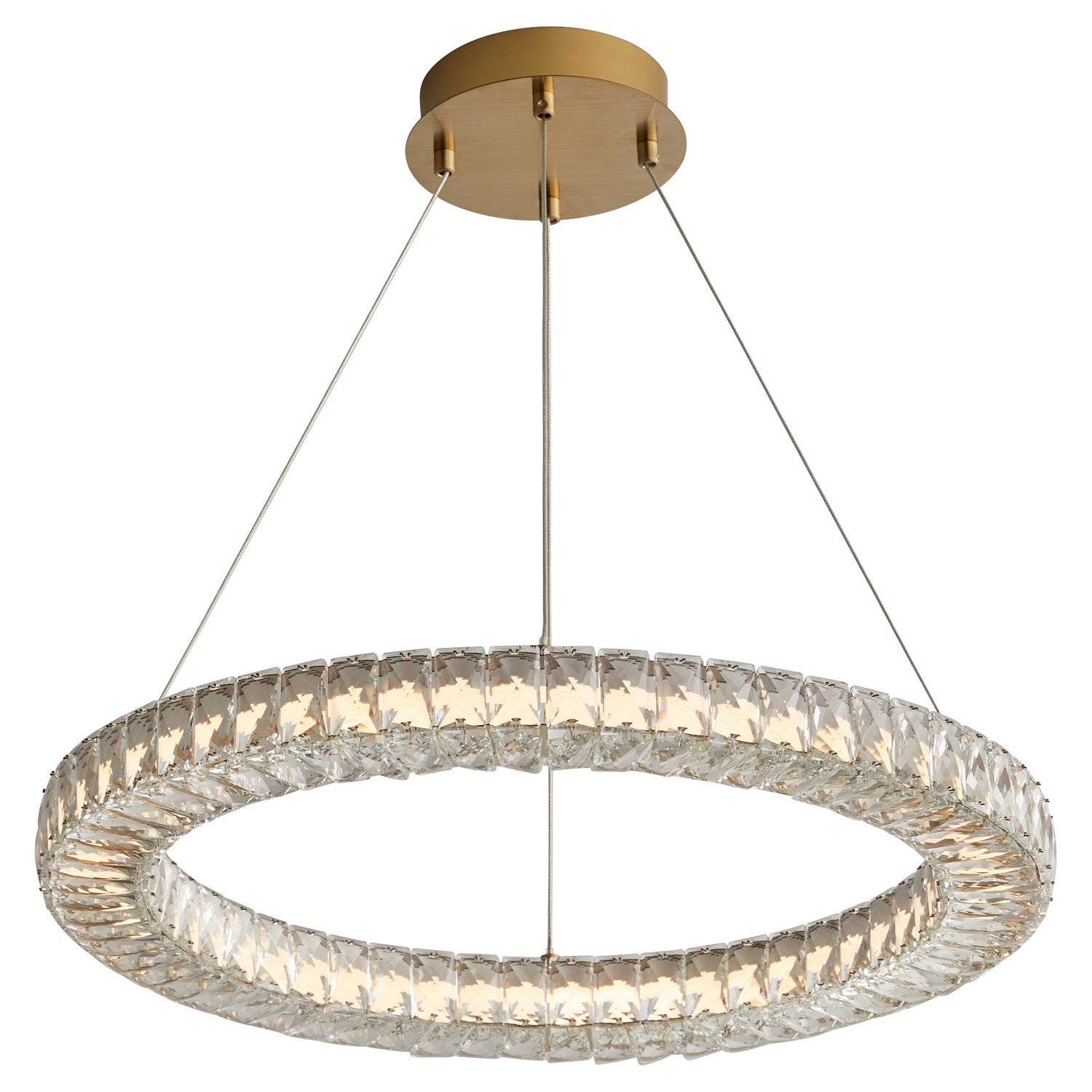 Oxygen Elan 3-874-40 Modern Ring LED Chandelier Light Fixture - Aged Brass, Crystal