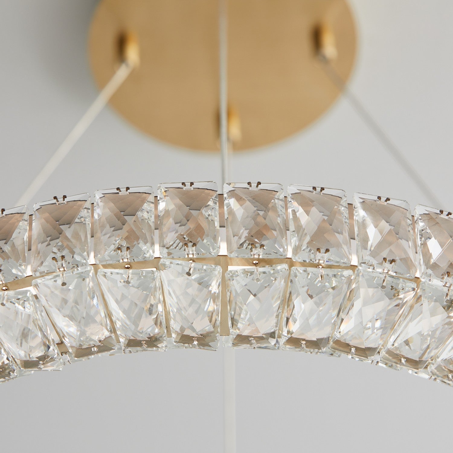 Oxygen Elan 3-874-40 Modern Ring LED Chandelier Light Fixture - Aged Brass, Crystal