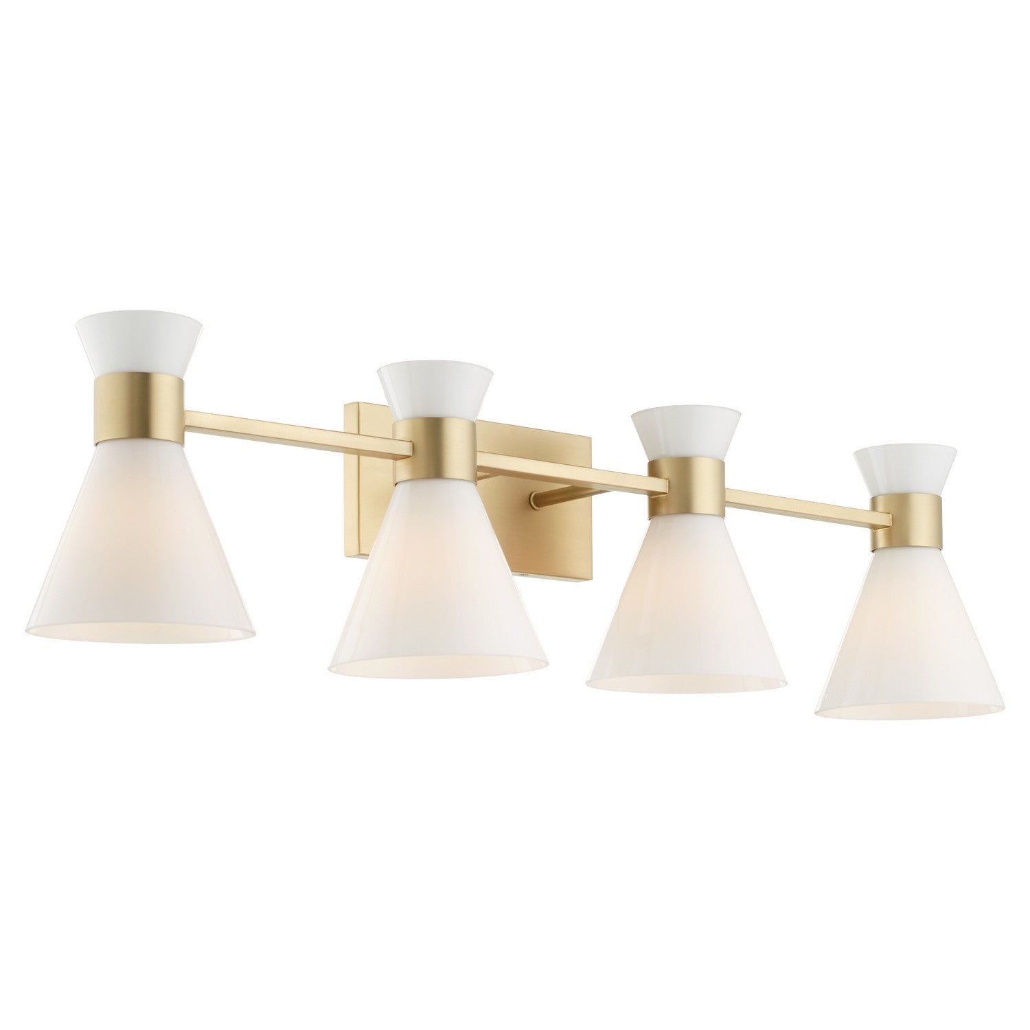 Quorum Beldar 5119-4-80 Vanity - Aged Brass W/ Gloss Opal