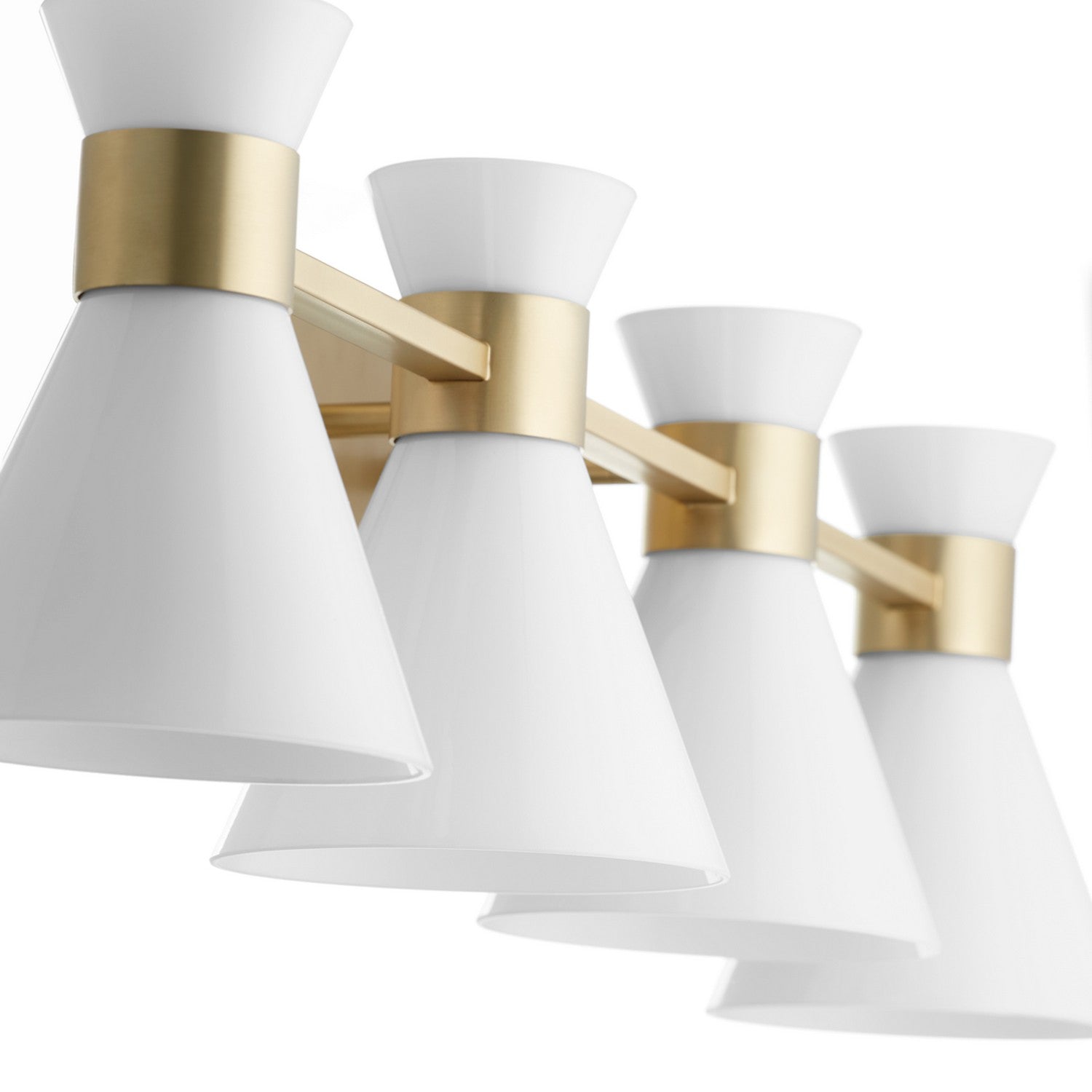 Quorum Beldar 5119-4-80 Vanity - Aged Brass W/ Gloss Opal