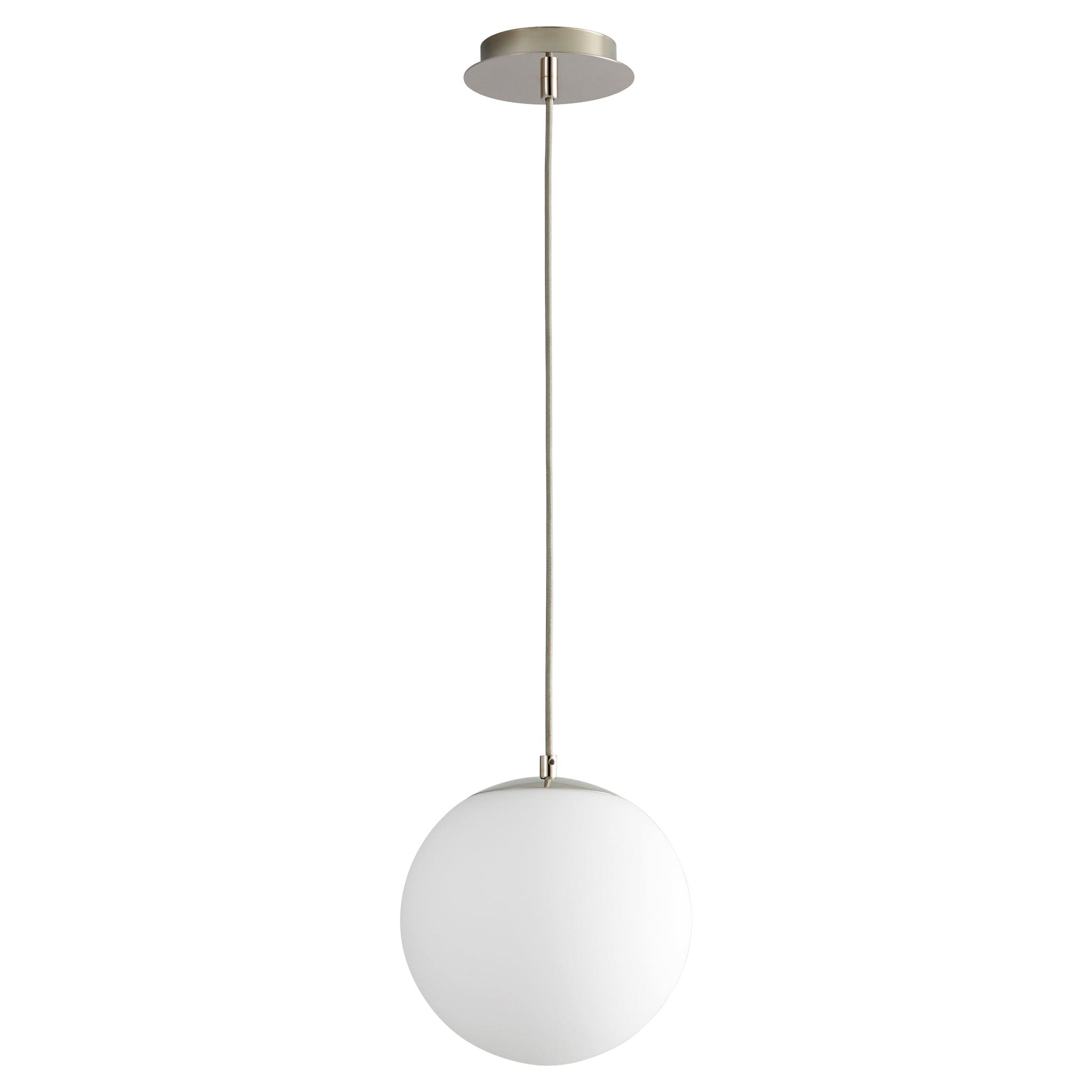 Oxygen LUNA 3-672-20 White Glass Globe Pendant Light - Polished Nickel (Open Box)