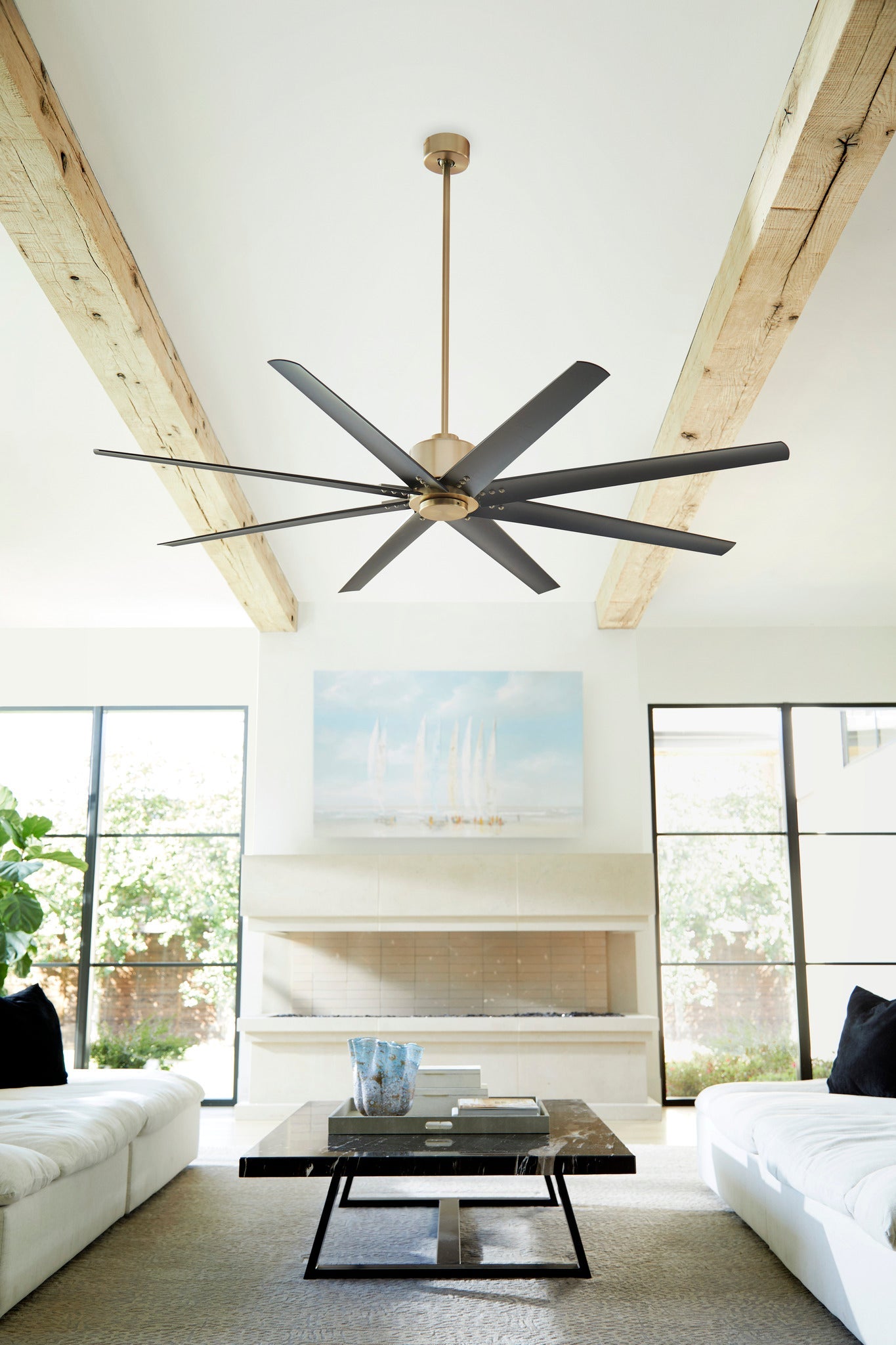 Oxygen FLEET Ceiling Fan 72 Inch Eight Blade Fan - 6 Speed Reversible with Remote and Optional LED Light Kit, Damp Rated