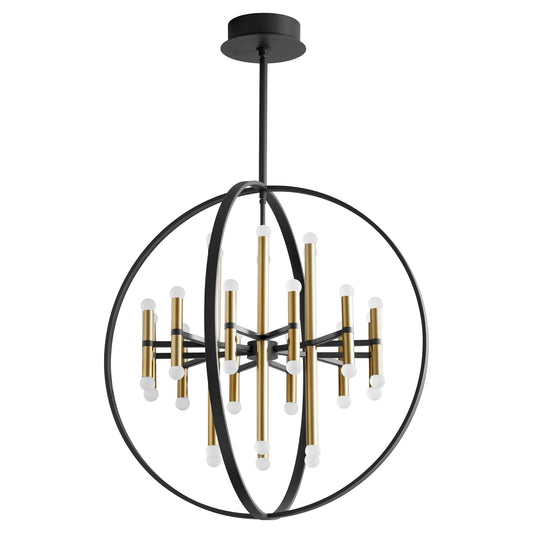 Oxygen Nero 3-685-1540 Modern LED Chandelier Light - Black, Aged Brass