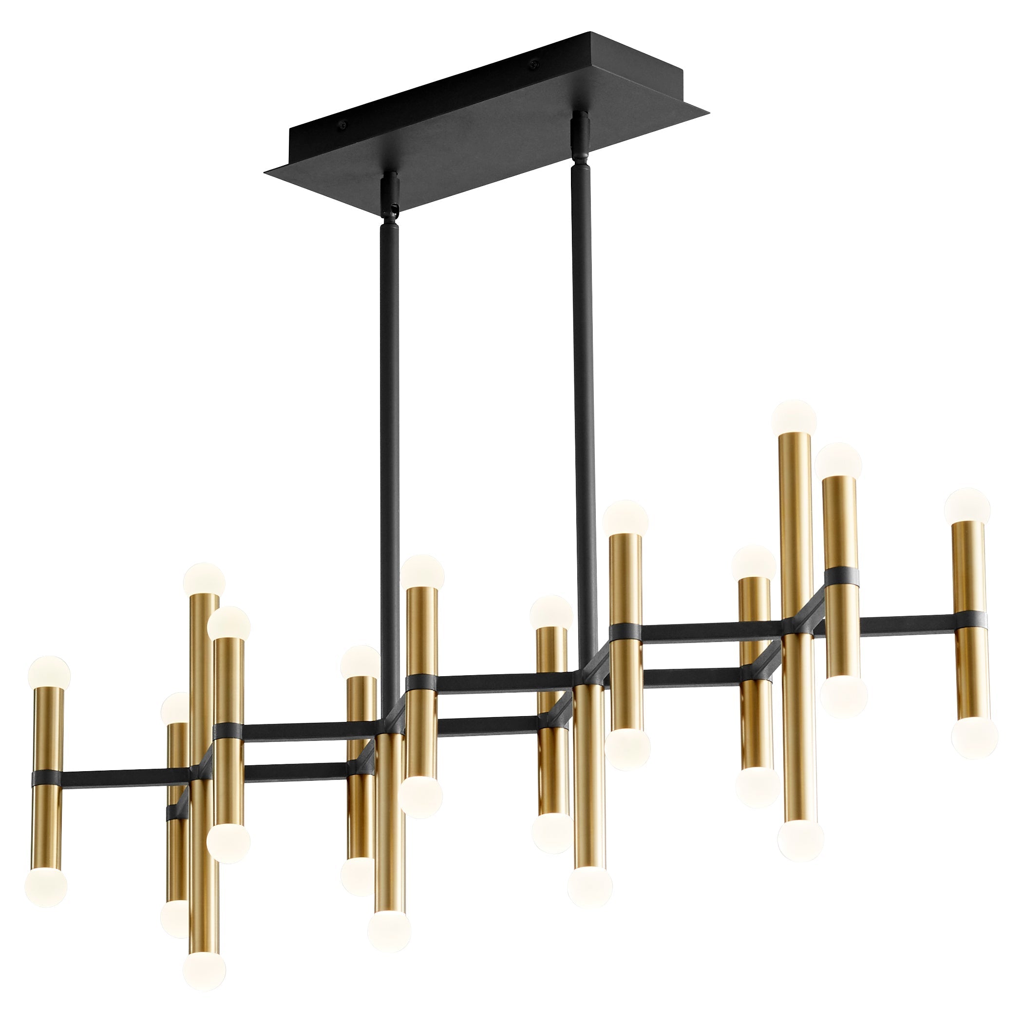 Oxygen NERO 3-686-1540 Linear LED Chandelier Pendant Light - Black, Aged Brass