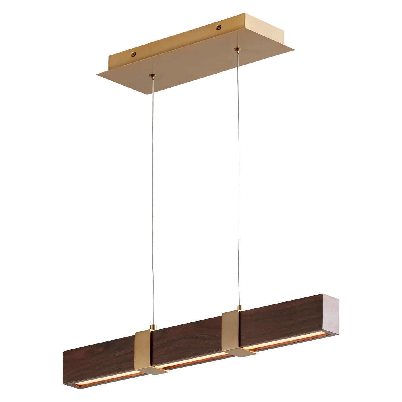 Oxygen Decca 3-24-2440 LED Linear Pendant Light - Walnut, Aged Brass