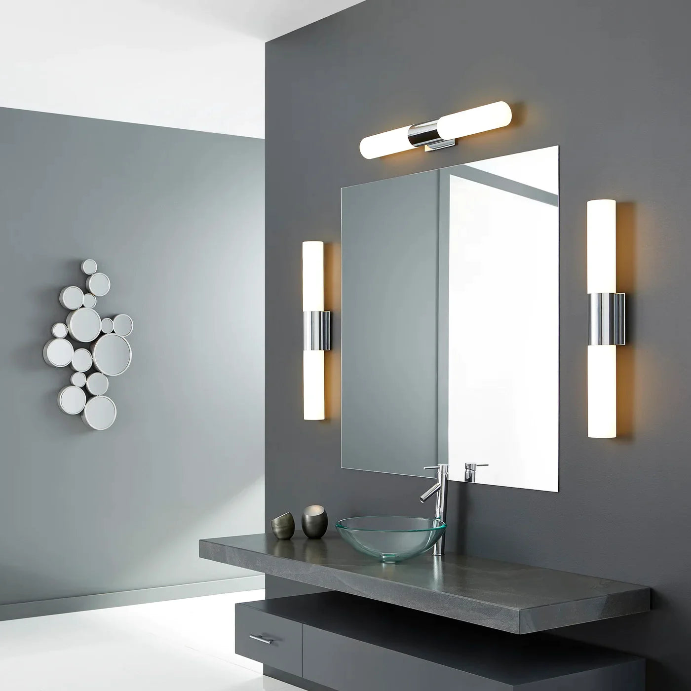 Oxygen Magneta 3-590-114 Bath Vanity Light - Polished Chrome, White Opal Glass
