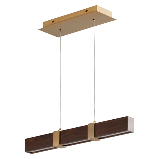 Oxygen Decca 3-24-2440 LED Linear Pendant Light - Walnut, Aged Brass